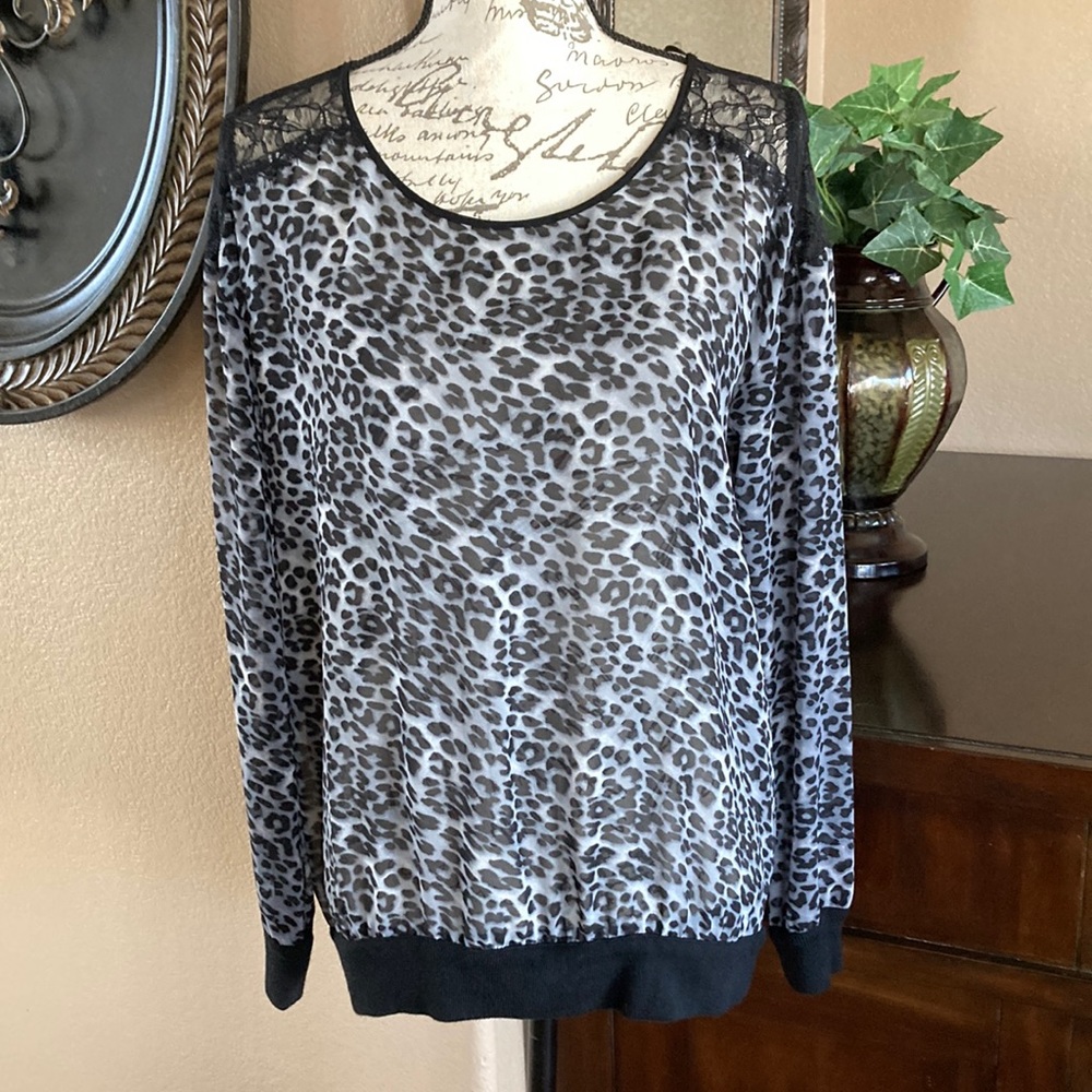 Vince Camuto Sheer Animal Print Top